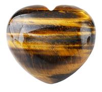 KYEYGWO Reiki Cristal Cœur en Pierre de Guérison, Décoration Cœur d'Amour pour Méditation Équilibre du Chakra, Oeil de Tigre, 1 Pcs