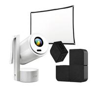 KYF Kit Cinéma Portable - Vidéoprojecteur Android Rechargeable + Mur d'Enceintes Bluetooth + Écran 100"