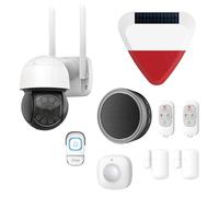 KYF Kit de Sécurité Connecté, Système d'Alarme WiFi 2.4GHz, Radio 868MHz, Caméra Full HD Motorisée, Sirène Solaire Extérieure 125dB, Installation sans Fil