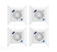 KYF Lot de 4 Prises Connectées WiFi, Type E, PC, Encastrable avec Ports USB-A + USB-C (20 W), Blanc, Compatible Alexa & Google Home, 220-240V, FR, 16A