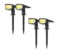 KYF - (Lot de 4 Projecteur Paysagiste Solaire Extérieur Haute luminosité Mural et sur Piquet Jaune 3000K