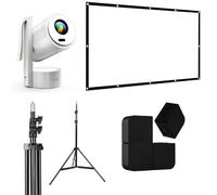 KYF Pack Cinéma Extérieur Portable Full HD 100 Pouces Android 13 | Batterie intégrée, 4 Enceintes 20 W RMS, Trépied 210 cm inclus, Autofocus automatique, Wi-Fi & Bluetooth 5.2