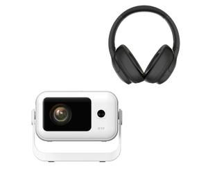 KYF Pack Vidéoprojecteur Android 14, 4K, 8000 Lumens + Casque ANC | Bluetooth 5.4 des deux côtés, Autofocus & Correction Auto 6D, Wi-Fi 6 bi-bande, 32h d'autonomie casque, Décodage 4K Ultra HD
