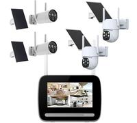 KIT écran 7? enregistreur 4MP ULTRA HD + 4 Caméras rechargeables (2x PT) + 4 Panneaux solaire