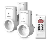 KYG Lot de 3 Prise Télécommandée Programmable, KYG Prise Domotique Sans Fil, Fonction All ON All OFF, 1 Télécommande et Deux Piles Incluses