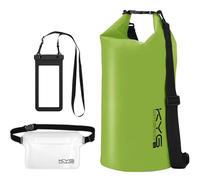 KYG Sac Étanche à Bandoulière Réglable Sec Sac 5L/10L/20L Kit 3 en 1 Sac de taille étanche, étanche pour téléphone portable Sac à dos pour Natation Trekking Surf Rafting Camping Canoë