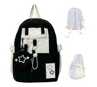 KYGVHOHI Cartable Grande Capacité CollèGe, Coloris Dopamine, BandoulièRe Large et éPaisse, RéGlable pour un Confort Garanti, Sac à Dos à Cordon Cream Star