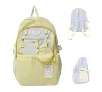 KYGVHOHI Cartable Grande Capacité CollèGe, Coloris Dopamine, BandoulièRe Large et éPaisse, RéGlable pour un Confort Garanti, Sac à Dos à Cordon Cream Star