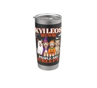 Kyi Leos, parce que les gens sont effrayants et effrayants, l'amour des chiens pour Halloween Gobelet isotherme en acier inoxydable double paroi