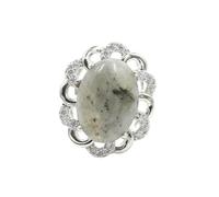 KYINYUECH 1 bague en pierre naturelle en forme d'œuf pour femme avec cabochon en améthyste et quartz rose, Pierre