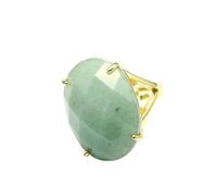 KYINYUECH 1 bague en pierre naturelle réglable en forme d'œuf à multiples facettes, Pierre