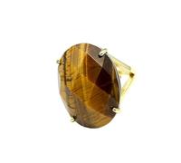 KYINYUECH 1 bague en pierre naturelle réglable en forme d'œuf à multiples facettes, Pierre