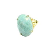 KYINYUECH 1 bague en pierre naturelle réglable en forme d'œuf à multiples facettes, Pierre