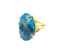 KYINYUECH 1 bague en pierre naturelle réglable en forme d'œuf à multiples facettes, Pierre