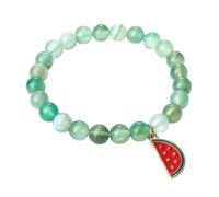 KYINYUECH 1 bracelet en perles d'agates vertes naturelles malachite de 8 mm pour homme et femme avec pendentif pastèque élastique en corde, Pierre