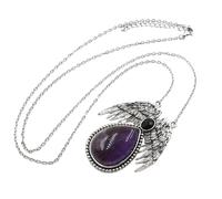 KYINYUECH 1 collier avec pendentif en forme de goutte d'eau, pierre naturelle, améthyste, quartz rose, œil de tigre, fluorite, Pierre