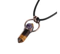 KYINYUECH 1 collier avec pendentif hexagonal pointu en pierre naturelle œil de tigre améthyste aventurine quartz collier, Pierre