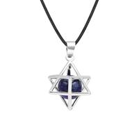 KYINYUECH 1 collier avec pendentif hexagramme naturel, aventurine verte, opale, œil de tigre, Pierre