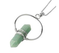 KYINYUECH 1 collier avec pendentif pointu en pierre naturelle, colonne hexagonale, cercle, enroulement de fil pour femme, Pierre