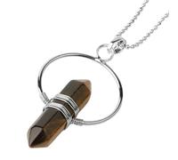 KYINYUECH 1 collier avec pendentif pointu en pierre naturelle, colonne hexagonale, cercle, enroulement de fil pour femme, Pierre