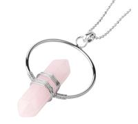 KYINYUECH 1 collier avec pendentif pointu en pierre naturelle, colonne hexagonale, cercle, enroulement de fil pour femme, Pierre