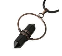 KYINYUECH 1 collier avec pendentif pointu en pierre naturelle, colonne hexagonale, cercle, enroulement de fil pour femme, Pierre