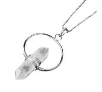 KYINYUECH 1 collier avec pendentif pointu en pierre naturelle, colonne hexagonale, cercle, enroulement de fil pour femme, Pierre