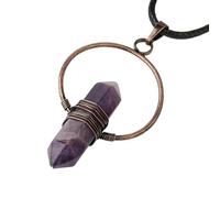 KYINYUECH 1 collier avec pendentif pointu en pierre naturelle, colonne hexagonale, cercle, enroulement de fil pour femme, Pierre