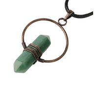 KYINYUECH 1 collier avec pendentif pointu en pierre naturelle, colonne hexagonale, cercle, enroulement de fil pour femme, Pierre