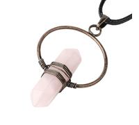 KYINYUECH 1 collier avec pendentif pointu en pierre naturelle, colonne hexagonale, cercle, enroulement de fil pour femme, Pierre