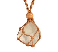 KYINYUECH 1 collier en pierre naturelle avec pendentif en forme de corde naturelle - Quartz rose et fluorite, Pierre