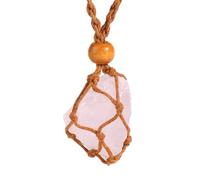 KYINYUECH 1 collier en pierre naturelle avec pendentif en forme de corde naturelle - Quartz rose et fluorite, Pierre