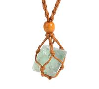 KYINYUECH 1 collier en pierre naturelle avec pendentif en forme de corde naturelle - Quartz rose et fluorite, Pierre
