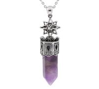 KYINYUECH 1 collier en pierre naturelle pour homme et femme avec pendentif améthyste fluorite quartz rose, Pierre