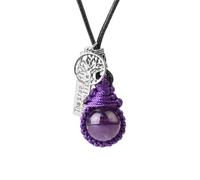 KYINYUECH 1 collier en pierre naturelle pour homme - Tissage rond rose violet quartz pendentif arbre de vie œil de tigre, Pierre