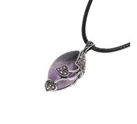 KYINYUECH 1 collier œil de cheval en pierre naturelle avec pendentif en quartz rose pour femme, Pierre
