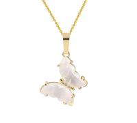 KYINYUECH 1 collier papillon en pierre naturelle améthyste quartz transparent œil de tigre pendentif papillon collier, Pierre