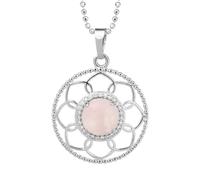 KYINYUECH 1 collier pendentif fleur de vie rond rose violet pierre naturelle aventurine verte collier quartz, Pierre