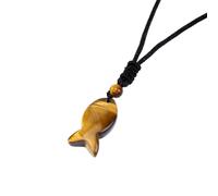 KYINYUECH 1 collier pendentif poisson pierre naturelle améthyste quartz rose pendentif œil de tigre collier corde réglable, Pierre