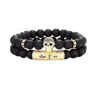KYINYUECH 1 ensemble de bracelets élastiques en pierre mate incrustés de zircones avec tête de mort, Pierre