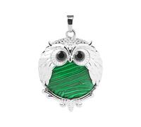 KYINYUECH 1 pendentif hibou en pierre naturelle pour colliers - Quartz blanc rose opale lapis lazuli pendentif, Pierre