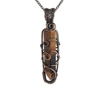 KYINYUECH Collier avec pendentif hexagonal en pierre naturelle faite à la main en acier inoxydable œil de tigre, Pierre