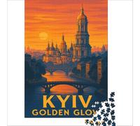 Kyiv Golden Glow Puzzles 1000 pièces | puzzle pour un w nd prolongé le passe temps parfait pour un long w nd loin de la routine à la maison le soir38x52cm