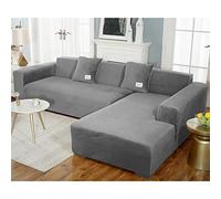 KYJSW 1 housse de canapé très extensible, en velours de couleur pure, housse de canapé en élasthanne élastique, facile à installer (gris foncé, 2 places)