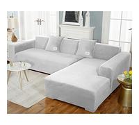 KYJSW 1 housse de canapé très extensible, en velours de couleur pure, housse de canapé en élasthanne élastique, facile à installer (gris clair, 2 places)
