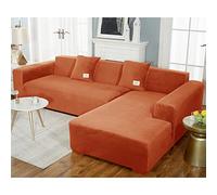KYJSW 1 housse de canapé très extensible, en velours de couleur pure, housse de canapé en élasthanne élastique, facile à installer (orange foncé, 1 place)