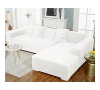 KYJSW 1 housse de canapé très extensible, en velours de couleur pure, housse de canapé en élasthanne élastique, facile à installer (blanc, 2 places)