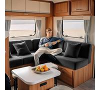 KYJSW Housse De Coussin en Velours pour RV Caravane, Housse Assise Canapé De Camping Car, Housses De Dossier Extensible et Antidérapant (Gris foncé,L 60-90 cm,P 30-50 cm)