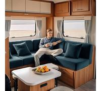 KYJSW Housse De Coussin en Velours pour RV Caravane, Housse Assise Canapé De Camping Car, Housses De Dossier Extensible et Antidérapant (Bleu,L 60-90 cm,P 30-50 cm)