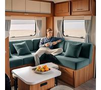 KYJSW Housse De Coussin en Velours pour RV Caravane, Housse Assise Canapé De Camping Car, Housses De Dossier Extensible et Antidérapant (Bleu Gris,L 65-90 cm,P 65-90 cm)